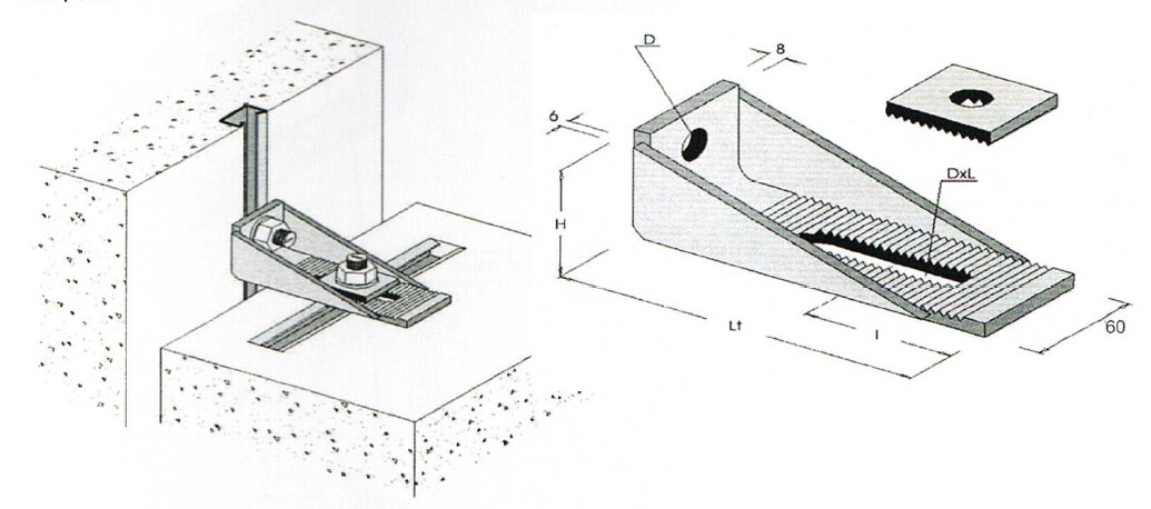 Hoekklem + moerplaat gekarteld  CWT-1 met CWTP-50/50