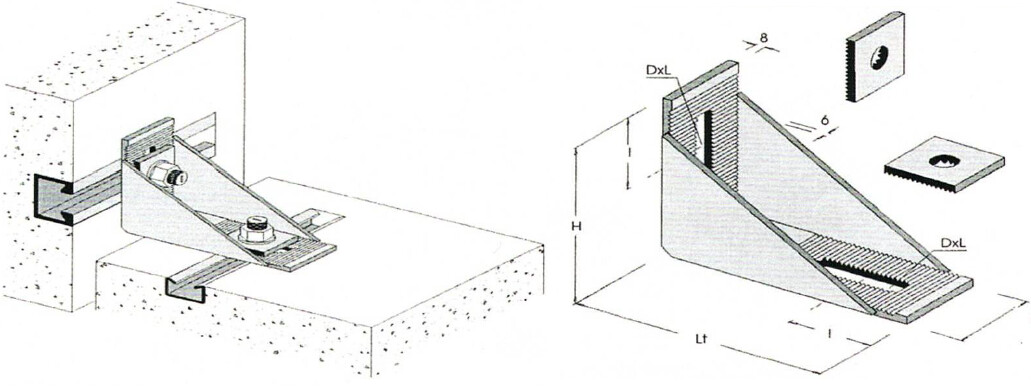 Hoekklem + moerplaat gekarteld  CWT-2 met CWTP-50/50
